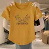 E-commerce Transfronteiriço~Camiseta de Manga Curta com Desconto de Luxo Feminina Solta Emagrecedora Versátil Camiseta de Meia Manga Top Camada Base Pequeno Top