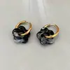 Brincos de Flores Coloridos Europeus e Americanos Mais Vendidos Transfronteiriços Aço Inoxidável Banhado a Ouro 18K Moda Retro Simples Brincos Joias para Mulheres