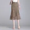 1466 personas lo han guardadoFalda de encaje de malla para mujer para primavera, verano y otoño 2025, bodycon de sirena, longitud media, elegante