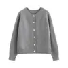 Suéter cárdigan de punto de manga larga con cuello redondo, estilo coreano, nuevo para primavera, holgado, suave, top corto