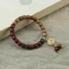 Pulsera Duobao de Madera Simple y de Moda con un Solo Círculo, Sándalo, Arañazo de Gato, Bodhisattva, Pulsera Retro de Moda para Hombres y Mujeres