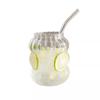 Vaso de Vidrio, Vidrio de Borosilicato Alto Rayas Verticales, Vaso Grueso para Bebidas Frías Café, Vaso Individual de Vidrio para Bebidas Frías
