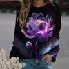 Patrón de Flor de Rosa Impresión Digital 3D Otoño e Invierno Sudadera con Cuello Redondo para Mujer Venta Directa de Fábrica Suministro de Exportación