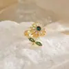 Novo Anel Giratório de Zircônia de Alta Qualidade Girassol Descompressão Conjunto Acessórios Lenço de Seda Acessível ao Sol Luxo Nicho Exquisito