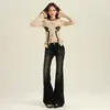 Pantalones Skinny Ajustados de Cintura Alta Retro para Mujer Otoño e Invierno Nuevos Jeans Viejos 2024 Ajuste Delgado Pantalones Acampanados Versátiles