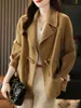 Casaco de Lã Dupla Face Feminino Curto Solto plus size Casaco Duffle Botão Cor Sólida Simples Estilo Preguiçoso Cardigan