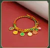 Pulseira de Etiqueta Estilo Étnico de Xizang, Pulseira Colorida Trançada Contrastante, Acessórios de Lótus, Joia de Mão Ajustável Estilo Nacional Atacado