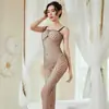 Medias de rejilla sexys elásticas de talla grande, body completo con recortes, body de malla sexy con tirantes, pijama con agujeros 1012