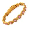 Pulseira Magnética Amazon Cross Cobre Antigo Vermelho Três Fileiras Fecho Dobrável Eletrodepositado Escovado Pulseira Liga de Zinco Joias Masculinas