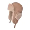 Chapéu Thick Plush Lei Feng de Inverno para Ciclismo ao Ar Livre, Chapéu à Prova de Frio e Quente para Mulheres com Grande Circunferência da Cabeça, Chapéu de Puxar à Prova de Vento e Protetor de Orelhas