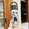 Copo Térmico para Meninas Alto Valor Estudante Grande Capacidade Copo de Isolamento Frio Garrafa de Água Portátil Canudo Duplo para Bebida Copo de Água Infantil
