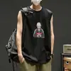 Chaleco Grande Deportivo de Hombro Verano 2025 Nuevo para Hombre Holgado Sin Mangas para Entrenamiento Camiseta de Secado Rápido Chaleco Top de Manga Corta Redondo