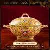 Juego de vajilla de cerámica de Jingdezhen, juego de cuencos y platos de color esmaltado, combinación de cuenco, plato y plato de porcelana ósea estilo palacio para uso doméstico