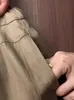 Pantalones de pierna ancha de cintura alta de estilo perezoso de moda de este año para mujer, pantalones casuales cómodos holgados de lino Tencel color marrón para verano