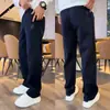 Pantalones deportivos de punto para hombre a la moda, nuevo estilo otoño e invierno 2025, corte holgado, pantalones casuales negros para correr