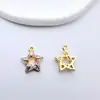 Pulseira Pingente Único de Pentagrama em Cobre Banhado a Ouro com Microincrustação de Zircônia Material de Contas de Cristal Feito à Mão Acessórios para Joias DIY