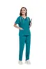 Conjunto de Uniforme Médico para Mujer - Top de Cuello en V y Pantalones de Pierna Recta, Uniforme de Trabajo Unisex, Uniforme Quirúrgico Ajustado, Pijama de Hospital, Varios Colores
