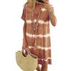 Vestido de Verão com Gola V, Listrado, Estampado, Tie-Dye, Manga Curta para Mulheres, Estilo Europeu e Americano, Walmart, Transfronteiriço, Amazon, Aliexpress