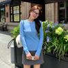 Camiseta Básica de Manga Larga de Color Sólido con Canalé para Mujer, Corte Ajustado, Favorecedora, Simple y Versátil, Top Base de Otoño para Mujer