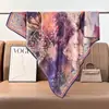 Bufanda cuadrada de terciopelo colorida de 90 cm con estampado floral para mujer para otoño e invierno, chal de playa para vacaciones de color contrastante por ambos lados, bufanda cálida