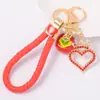 Chaveiro de Caqui Atacado com Strass, Fruta de Esmalte Metálico Pingente de Chave Coração de Caqui Atacado