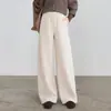 Calça de Lã Misturada Elegante com Barra Flare e Corte Curvo para Mulheres Outono/Inverno 2026 Nova Calça Longa Emagrecedora de Cintura Alta Estilosa Versátil Casual