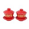 Suministros para Boda: Tazas de Té Dobles con Personaje de Doble Felicidad, Tetera Grande, Tazones de Boda, Palillos, Cucharas, Juego de Té de Dote, Caja de Regalo de Boda, Set de Celebración de Boda
