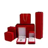 Caja de Terciopelo Roja con Borde Negro Set de Caja para Anillo Colgante Pulsera Collar Caja de Almacenamiento de Joyería Caja de Joyería Caja de Regalo