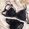 Sutiã Francês de Fada Menina Sexy Sem Aro Confortável Lingerie Sutiã Ultrafino Seios Grandes Emagrecimento Conjunto de Lingerie