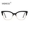 Estación independiente nuevo espejo plano ojo de gato 2175 moda calidad montura metálica para cejas gafas de montura negra para mujer personalizadas