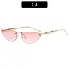 Gafas de Sol Metálicas Estilo Ojo de Gato con Perlas de Moda para Mujer, Estilo Callejero Moderno y Versátil, Gafas de Sol Transfronterizas con Protección UV
