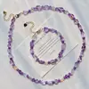 Conjunto de Pulseira, Colar e Corrente de Clavícula com Design de Ametista Natural Cristalina de Alta Qualidade