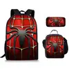 Mochila Estampado de Araña Transfronteriza para Estudiantes de Primaria y Secundaria Set de Tres Piezas Mochila Infantil Bolsa Escolar Bolsa para Comida Estuche Ligero