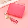 Porta-Cartões de Couro de Vaca de Primeira Camada Feminino Couro Genuíno Bonito Zíper com Franja Porta-Cartões Bancários Coreano Porta-Cartões de Grande Capacidade Multi-Cartões