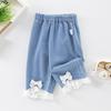 Jeans de Verão para Meninas Estilo Western de Bebê Infantil Distintivo Moderno Estilo Coreano Fino Renda Laço Calças Capri