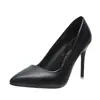 7368-A Sapatos femininos elegantes estilo europeu e americano, sem cadarço, bico fino stiletto sexy, decote baixo, salto alto, com acabamento acetinado de alta qualidade