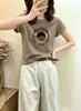 Camiseta de algodón acanalada ajustada para chica atractiva para mujer, fábrica fuente de Thirteen Lines en Guangzhou, top de manga corta, suministro exclusivo de la segunda tanda de verano