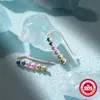Nuevos pendientes de plata de ley 925 de una hilera de diamantes de colores, clip para oreja, europeos y americanos, superventas, personalidad elegante, pendientes Super Flash