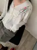 Abrigo Suéter Floral Bordado Pesado Cuello en V Otoño/Invierno 2026 Nuevo Estilo Francés Suave Cárdigan de Punto Fino para Mujer