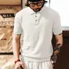 Nueva Camisa Polo de Manga Corta para Hombre de Marca de Moda Otoñal, Diseño Hueco Tejido, Top Camiseta Casual Transpirable