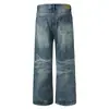 Pantalones de Jean para Hombres Altos, Versión Extendida, Patrón de Rayos Retro Americano, Holgados, de Cintura Alta, Adelgazantes, Acampanados, Pierna Ancha