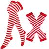 Meias de Natal para Mulheres Meias de Halloween Meias Altas Feriado Europeu e Americano Cosplay Meias Listradas Conjunto de Meias e Luvas