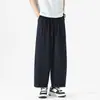 Pantalones finos de verano para hombre, pantalones balloon cropped para hombre, pantalones casuales de algodón puro, pantalones de pierna recta, pantalones holgados para hombre con buena caída.
