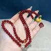 Pulseira Cinábrio Roxo Areia Dourada Cinábrio Roxo Pixiu Barrigudo Pulseira de Múltiplas Voltas Pulseira Simples de Nicho para Homens e Mulheres