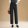 Calça reta de cintura alta da moda feita sob medida para mulheres, novo estilo outono 2026, calça casual preta solta com cintura elástica, efeito emagrecedor