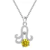 Collar Transfronterizo Europeo y Americano de Plata de Ley S925 Flor de Lirio del Amazonas Doce Piedras de Nacimiento Colgante Elegante Versátil Cadena para la Clavícula
