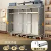 Guarda-roupa simples para uso doméstico no quarto, guarda-roupa de tecido montável com estrutura totalmente em aço, espessado e reforçado, adequado para armazenamento em moradias alugadas