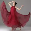 Moda femenina transfronteriza Amazon nuevo elegante vestido sexy con tirantes ajusta-cintura con lazo y vestido largo de crepé de seda