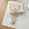 Meias de Tornozelo Fofas Bordadas com Ursinho de Desenho para Primavera e Verão Estilo Escolar Japonês Cor Sólida Malha Respirável Finas Meias Curtas