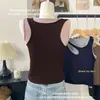 Diseño de Dos Piezas para Primavera y Verano con Tirantes Anchos Calados, Espalda Bonita, Copas en el Pecho, Corte Ajustado, Camiseta sin Mangas para Mujer